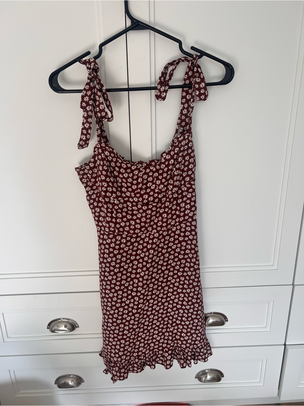 Audrey 3+1 Burgundy Floral Tie-Shoulder Mini Dress